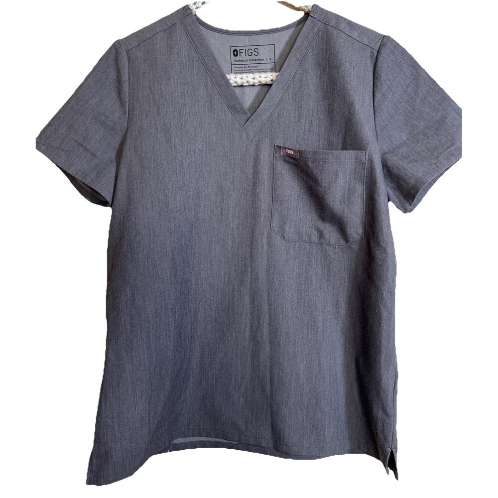 FIGS Technical Collection Catarina One Pocket Scrub Top Size Small Charcoal Gray